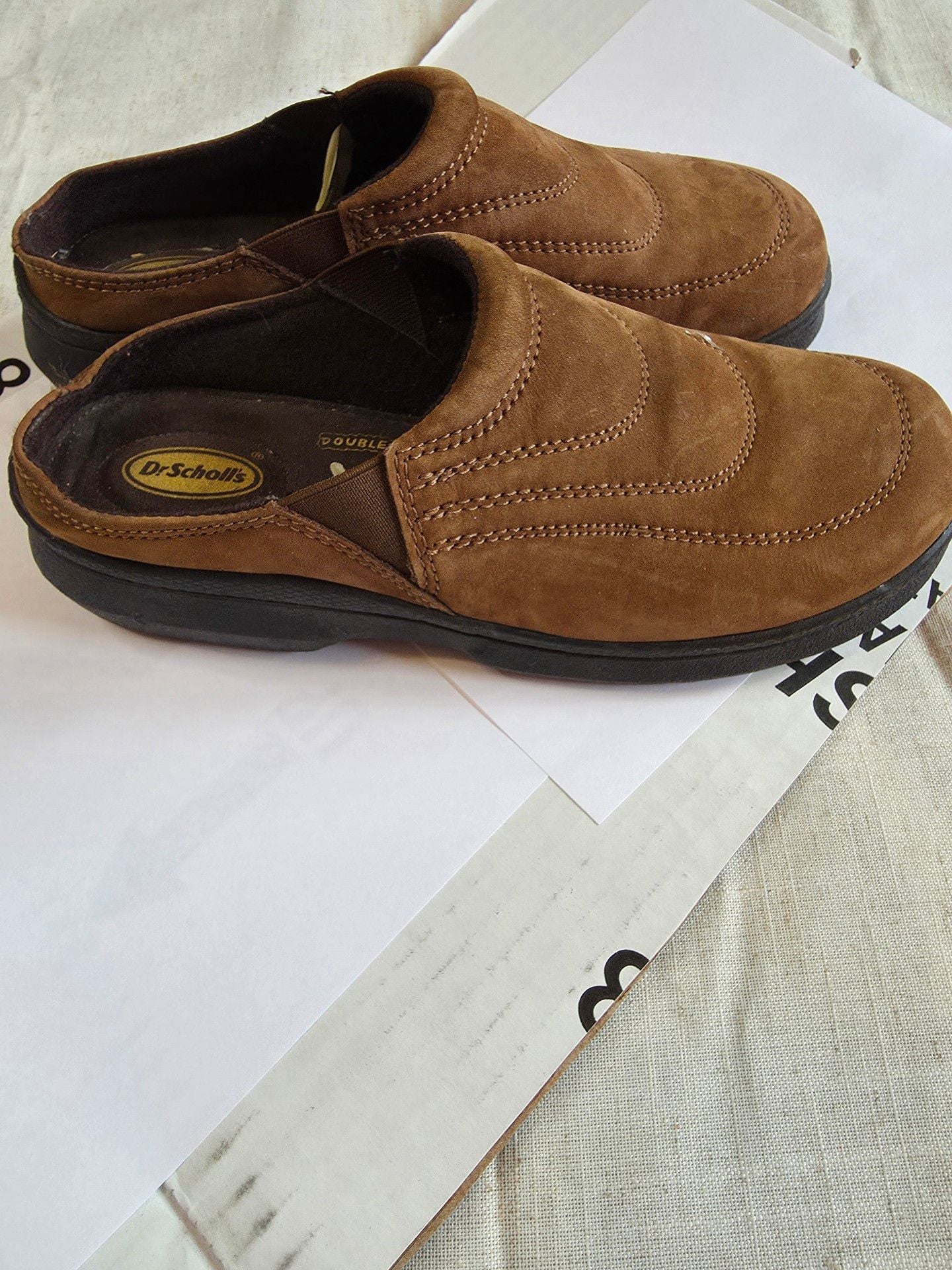 Dr. Scholl's Idabell Clog Size 6.5 Brown Suede Leather Mule Shoes 3