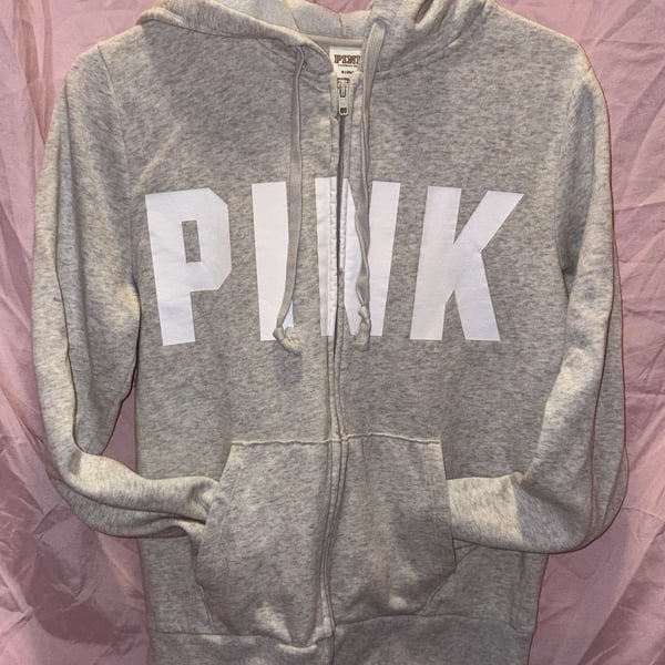 Victoria's Secret PINK Full Zip Hoodie Size M Gray