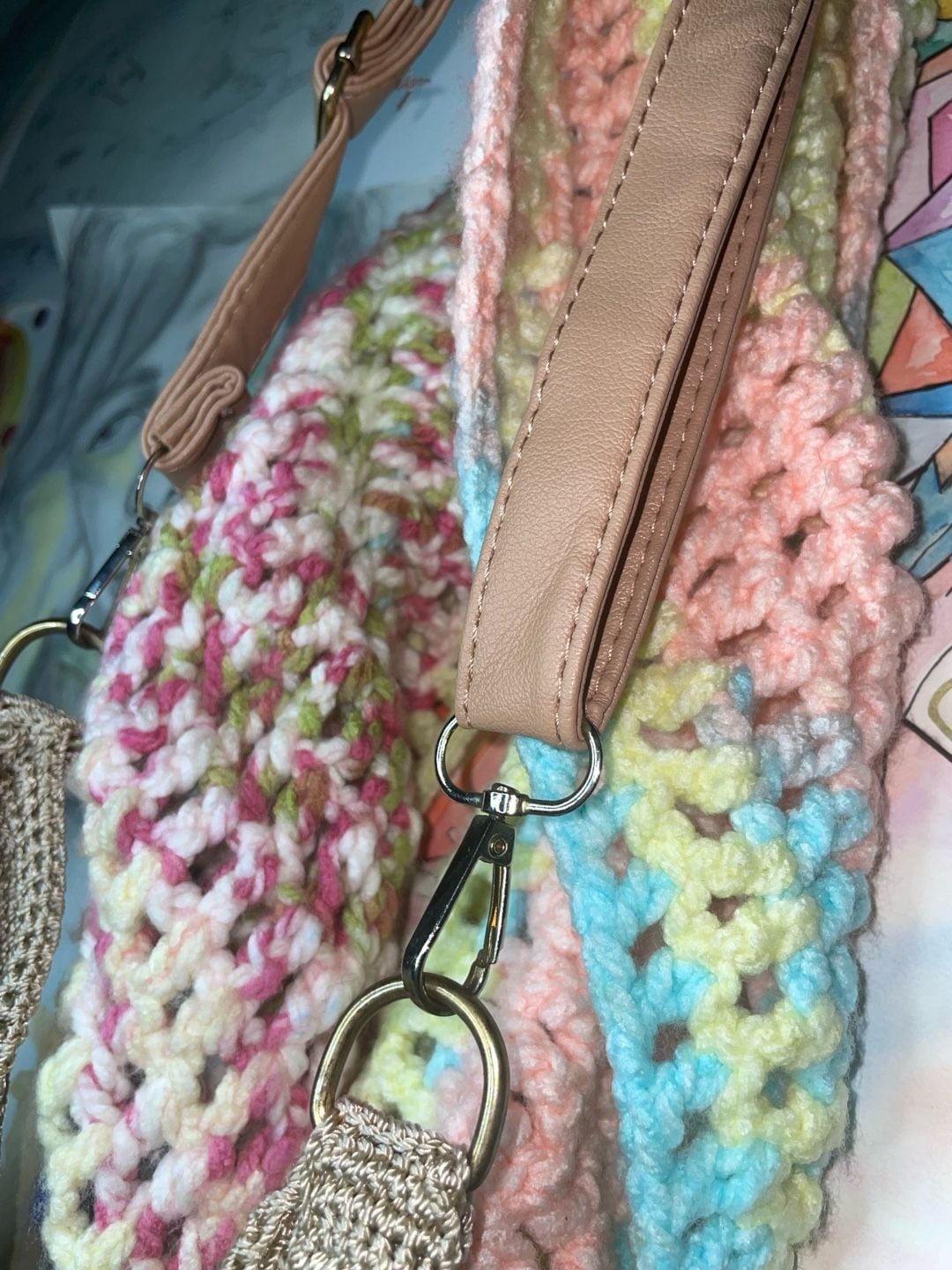 Custom made Crochet Crossbody Bag Gold Metallic one of a kind 13