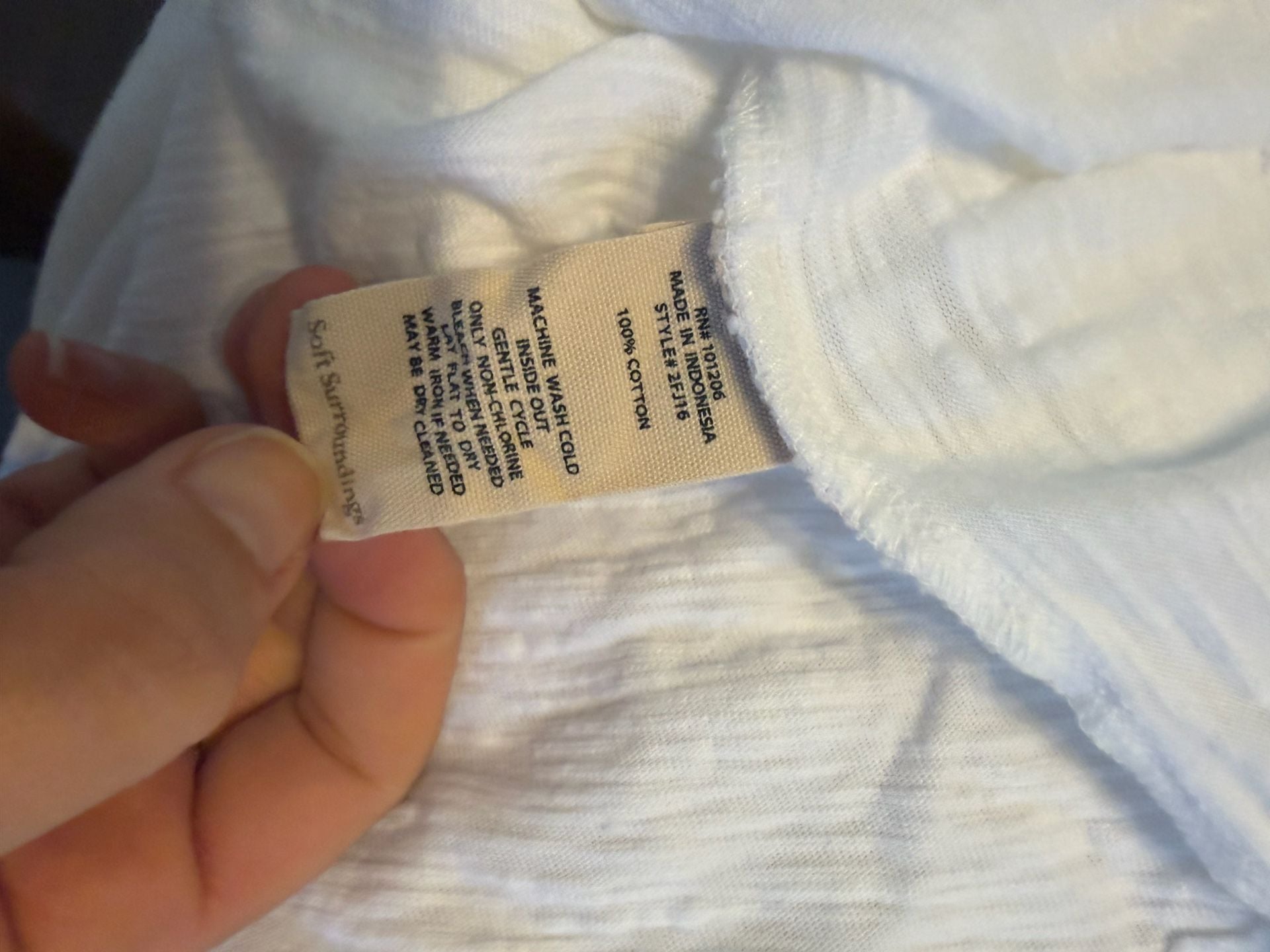 Soft Surroundings T-Shirt Size XSmall White Cotton Raw Edge Ruffle Hem 4