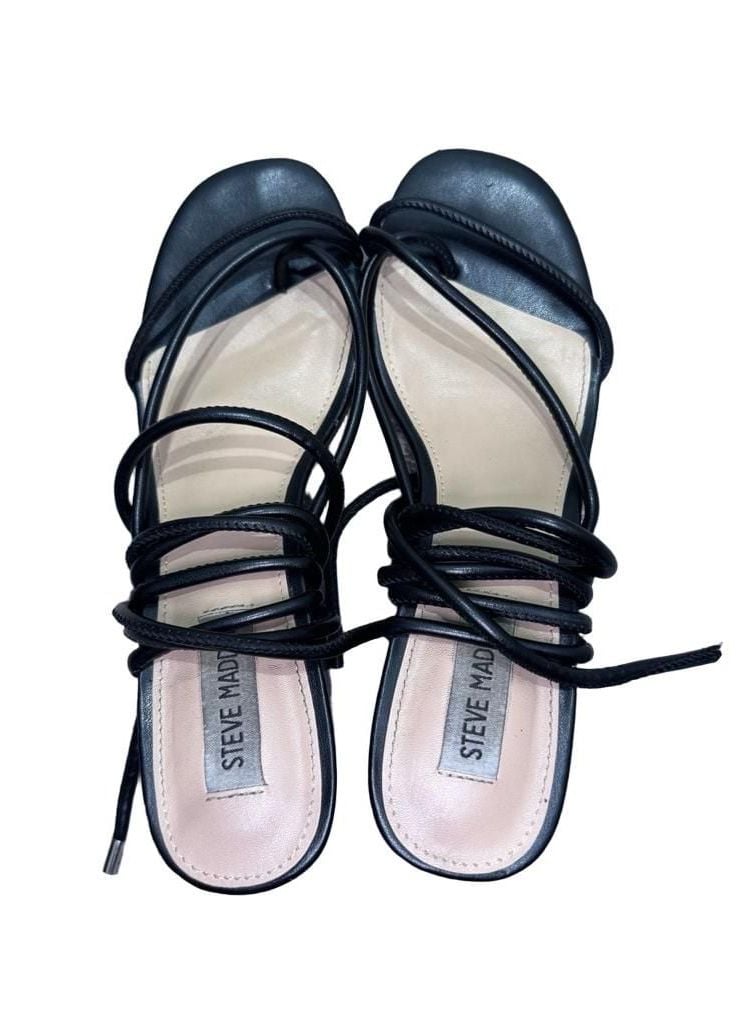 Steve Madden Heeled Sandals Black Strappy Tie Up 6