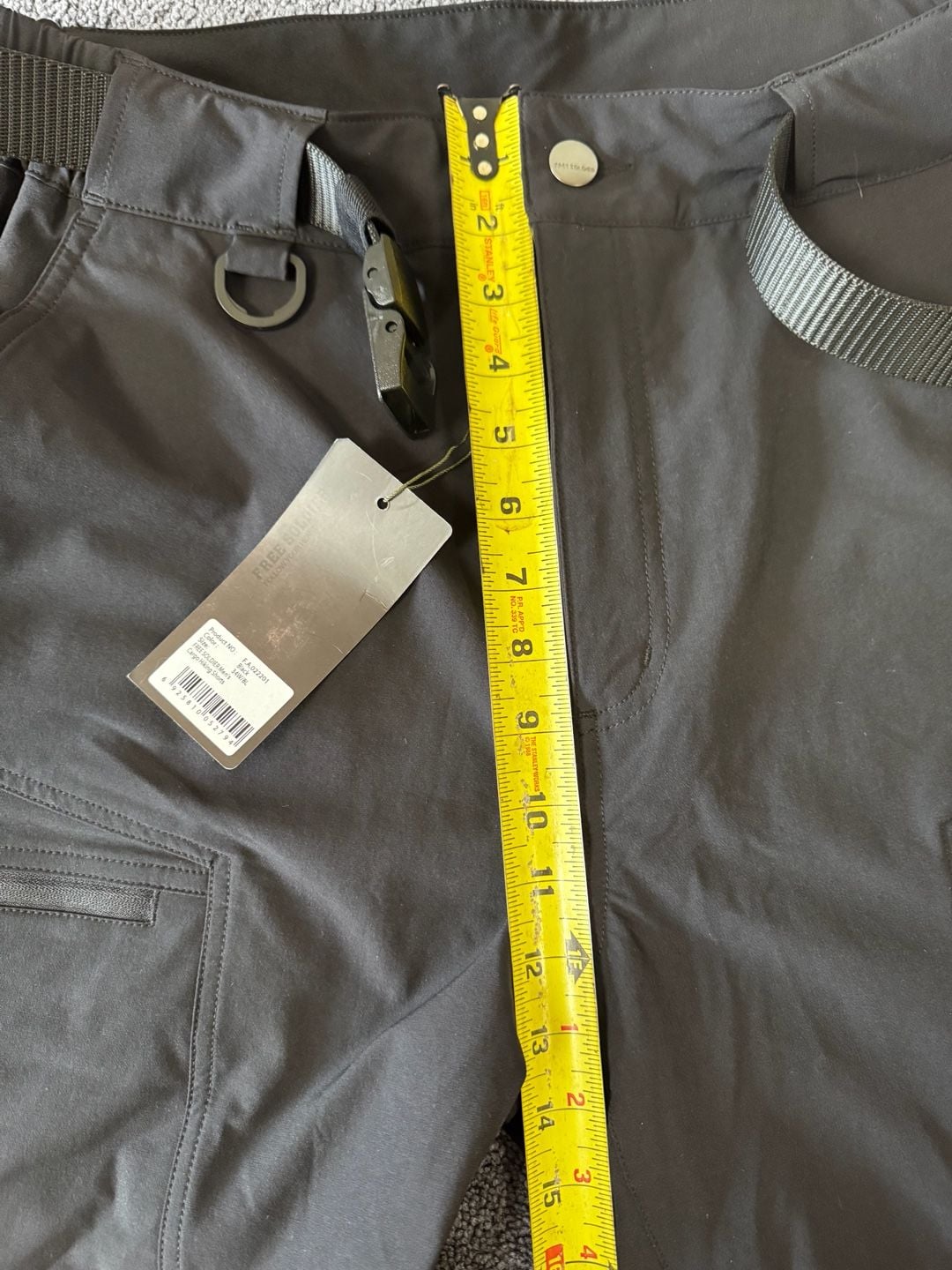 Free Soldier Cargo Hiking Shorts Size 34 Black Quick Dry 3