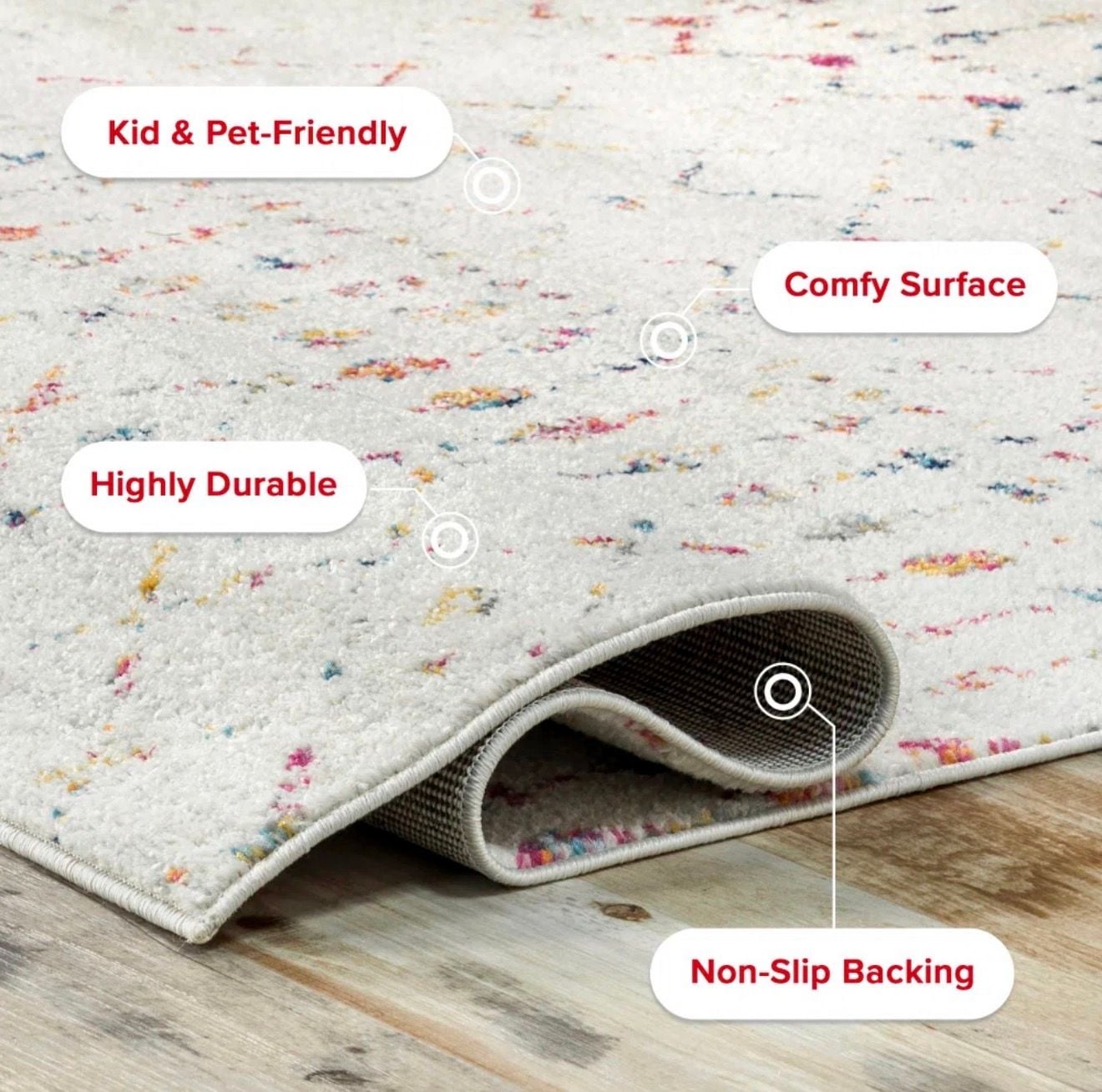 Moroccan Power Loom Performance Vintage Diamond Area Rug Ivory/Multi 7