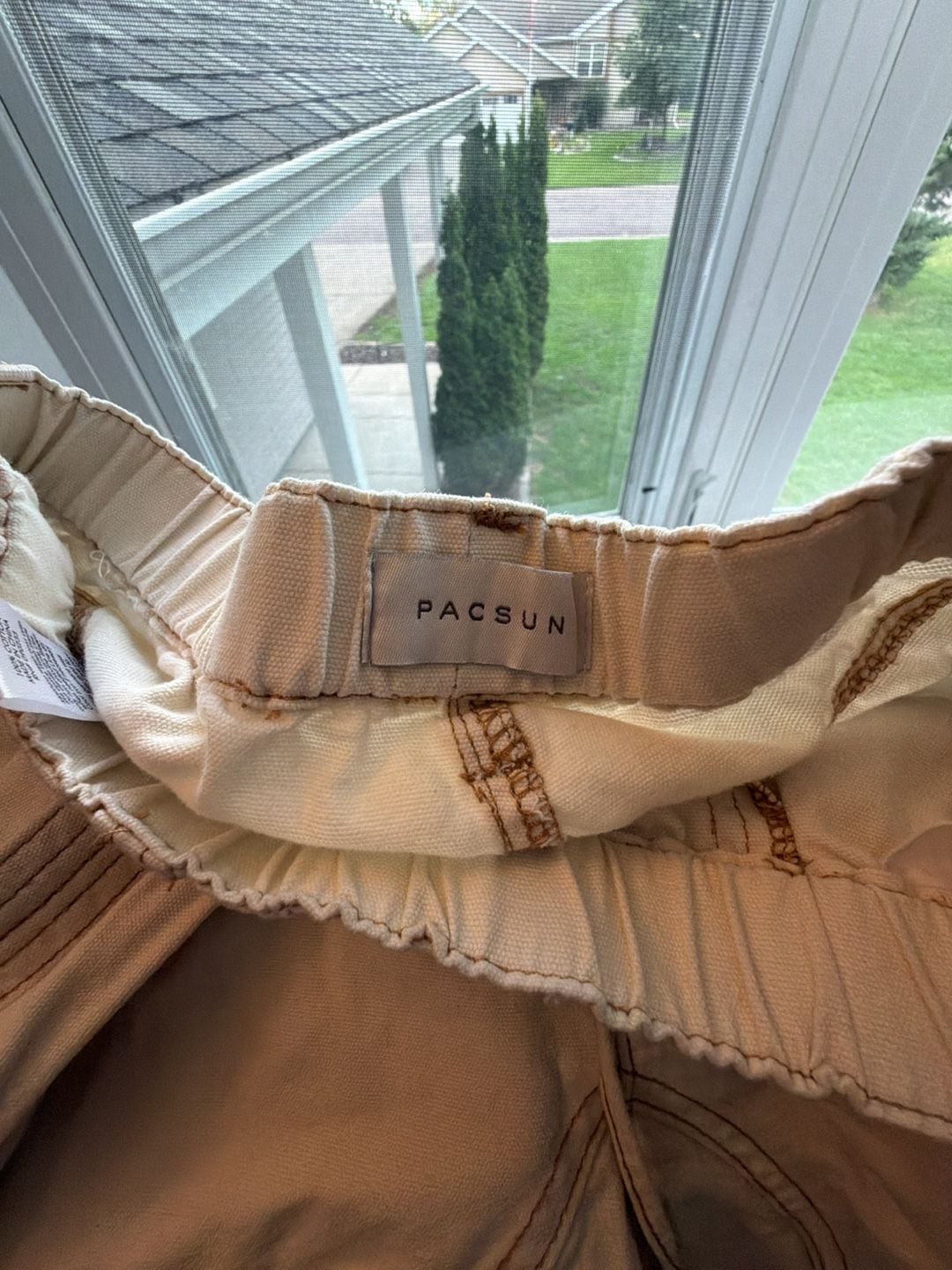 Pacsun Cargo Pants Medium Beige Elastic Waist 3