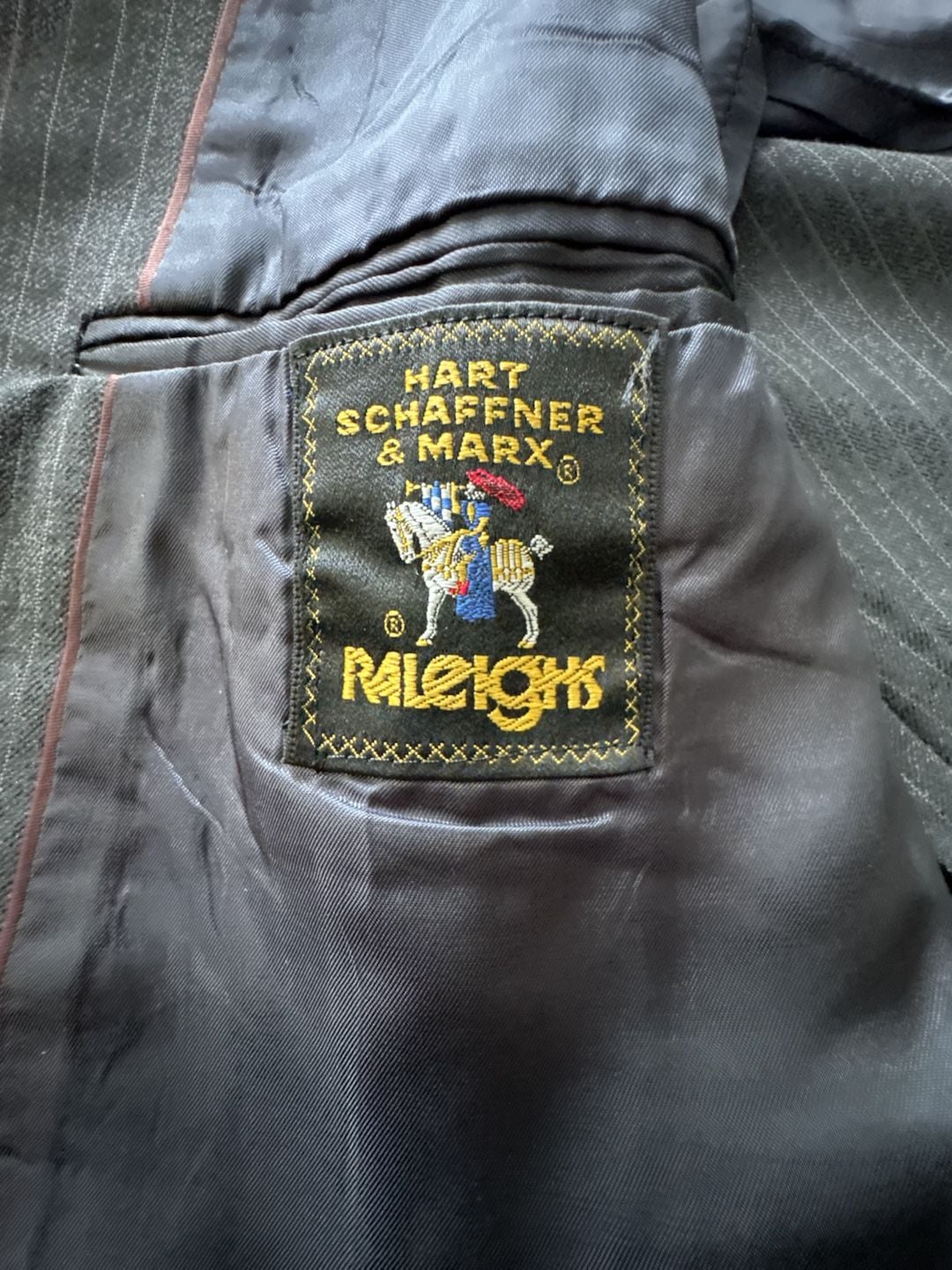 Vintage Hart Schaffner Marx Raleighs Dark Gray Pinstripe Blazer 40/42 15
