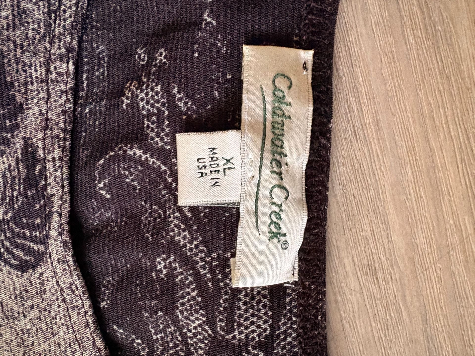 Coldwater Creek Top Size XL Black Gray Floral Long Sleeve 7