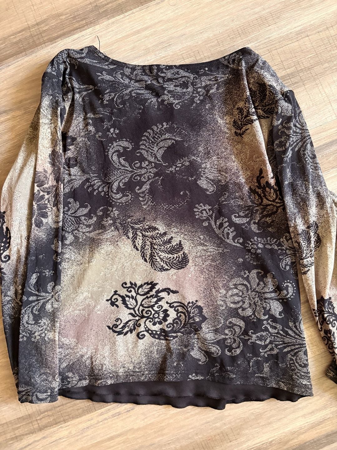 Coldwater Creek Top Size XL Black Gray Floral Long Sleeve 9