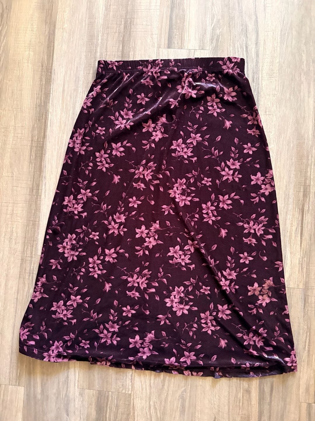 Kathie Lee Collection Skirt Size Extra Large Plum Floral Velvet 2