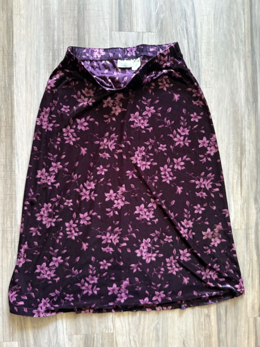 Kathie Lee Collection Skirt Size Extra Large Plum Floral Velvet 3