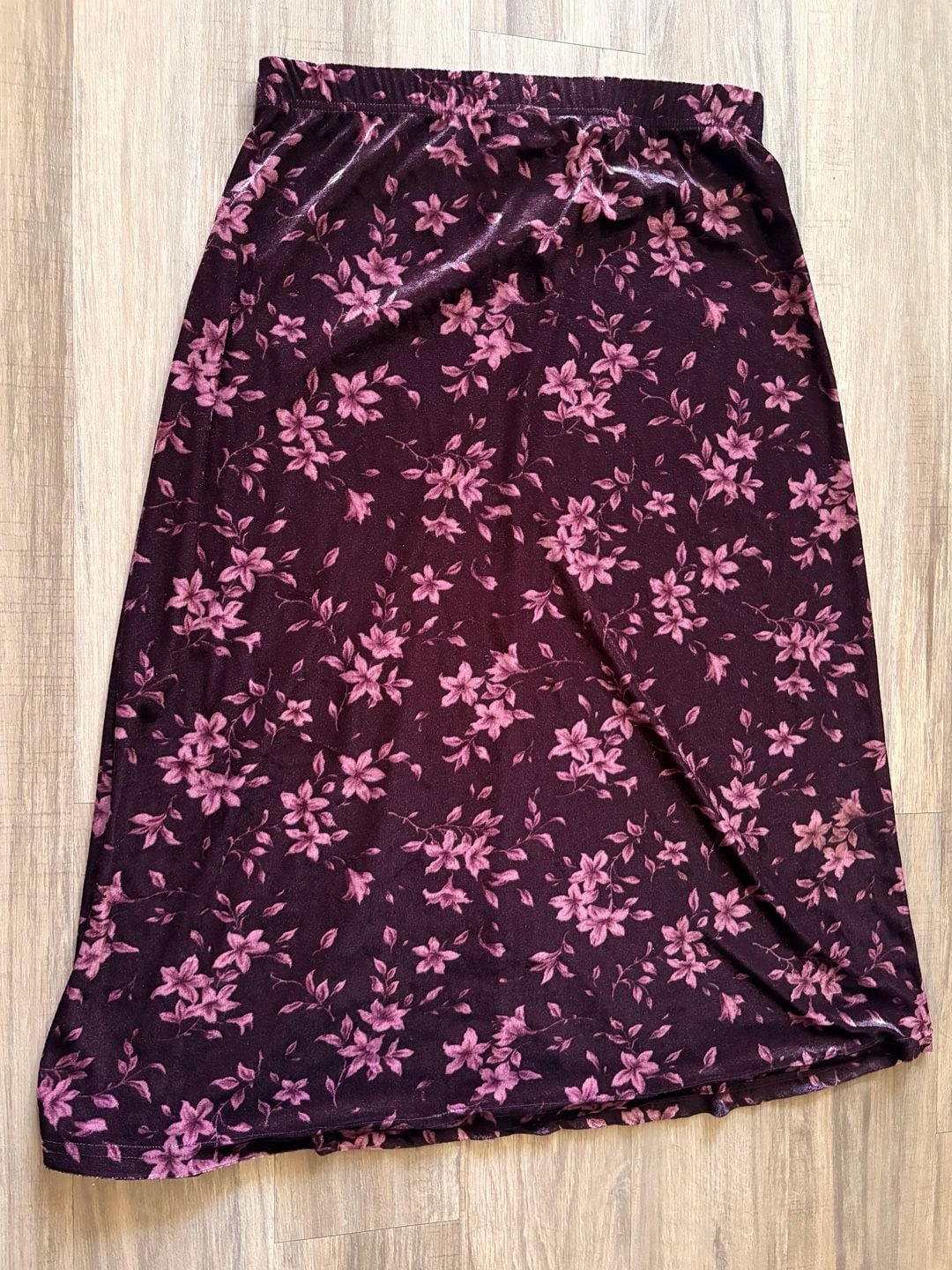 Kathie Lee Collection Skirt Size Extra Large Plum Floral Velvet 5