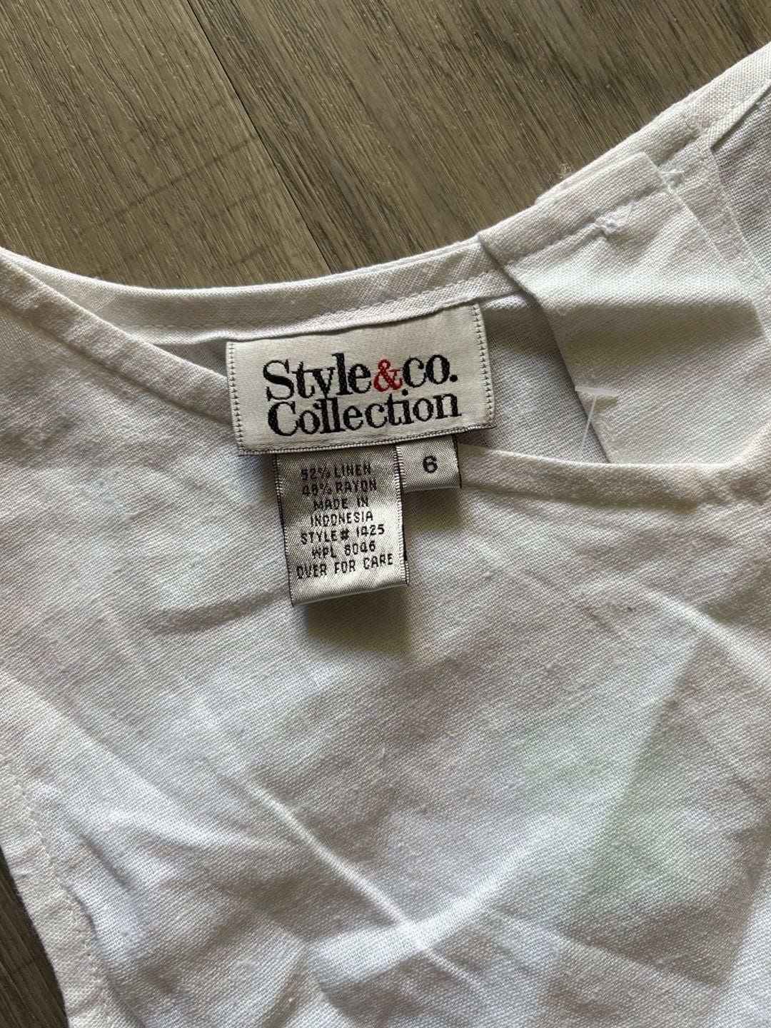 Style & Co Collection Embroidered Floral Linen Tank Top Size 6 White 5