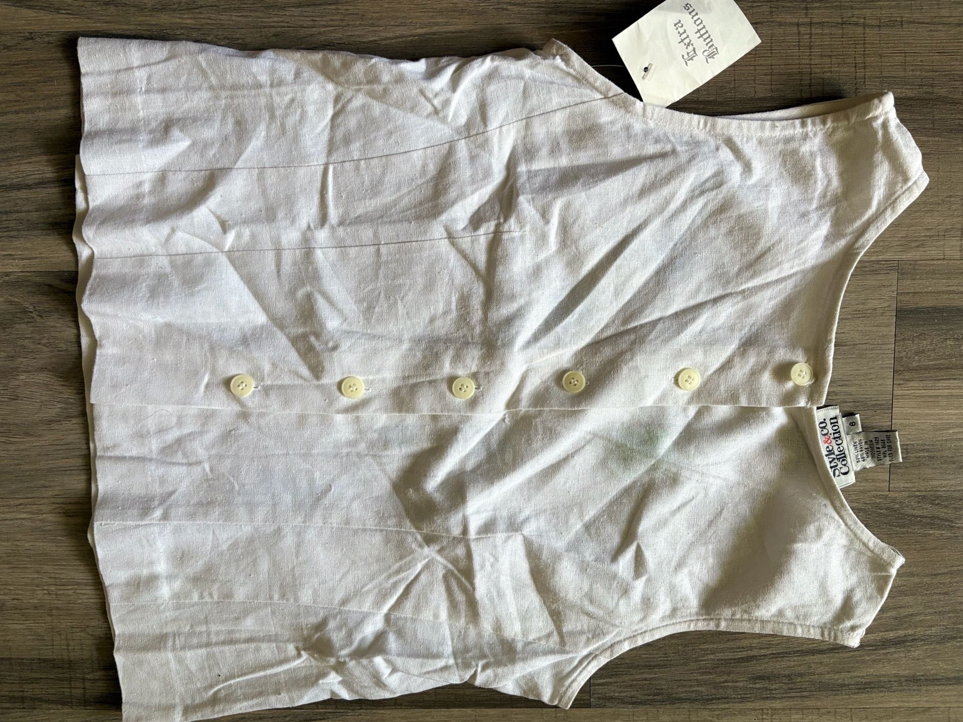 Style & Co Collection Embroidered Floral Linen Tank Top Size 6 White 7