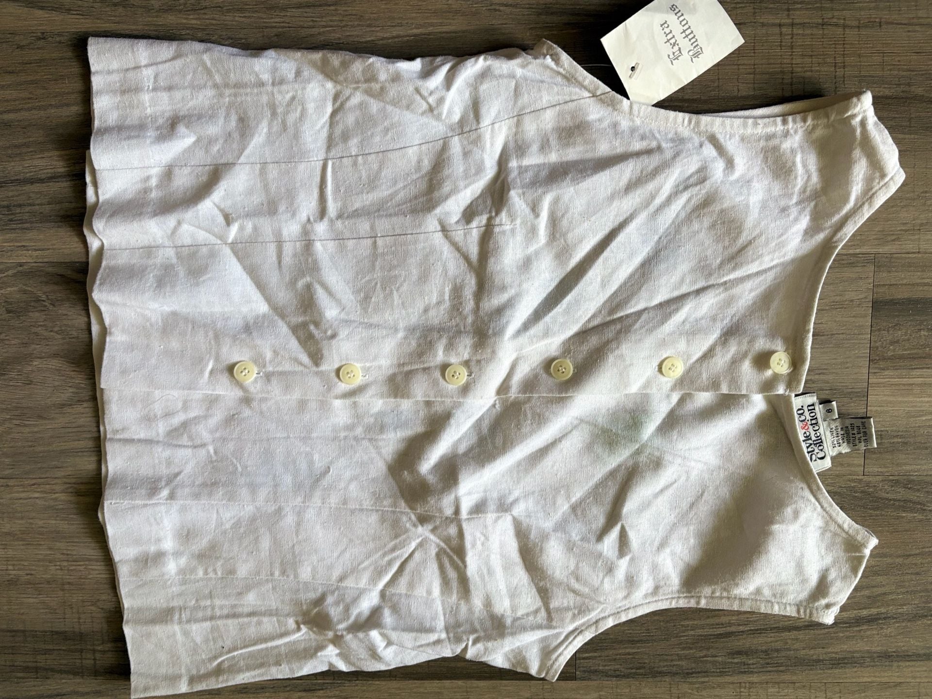 Style & Co Collection Embroidered Floral Linen Tank Top Size 6 White 8