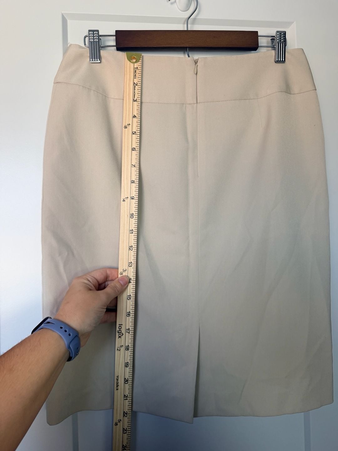 Anne Klein Pencil Skirt Size 6 Beige Stretch Career Workwear_164 5