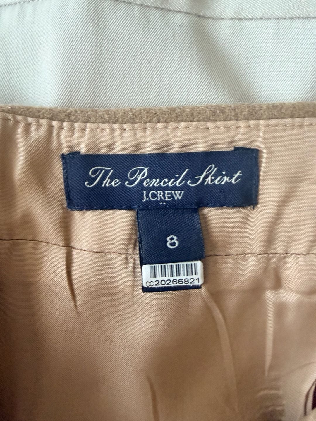 J.Crew The Pencil Skirt Size 8 Colorblock Wool Camel White_165 7
