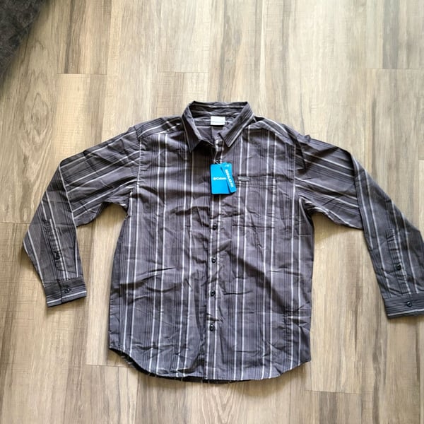 Columbia Button Down Shirt Regular Fit Gray Striped