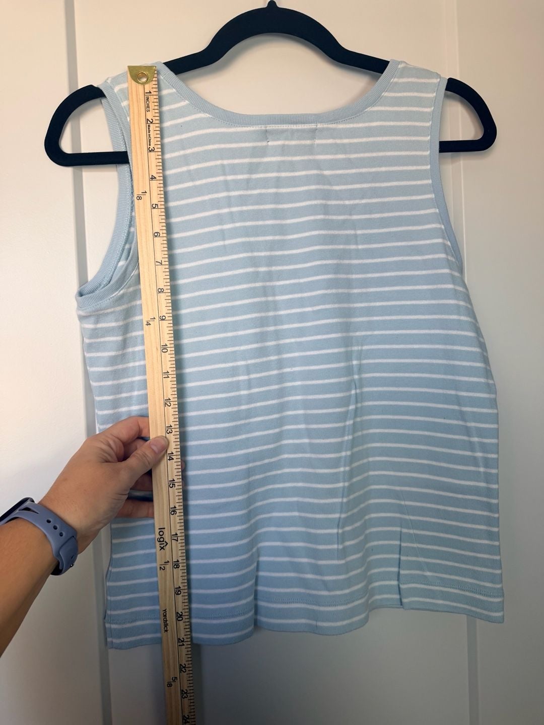 Lauren Ralph Lauren Tank Top Size L Blue White Striped Bow Tie_166 7