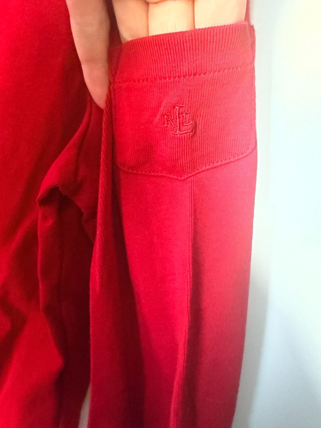 Lauren Ralph Lauren Long Sleeve Ribbed Tee Size M Red Cotton_169 4