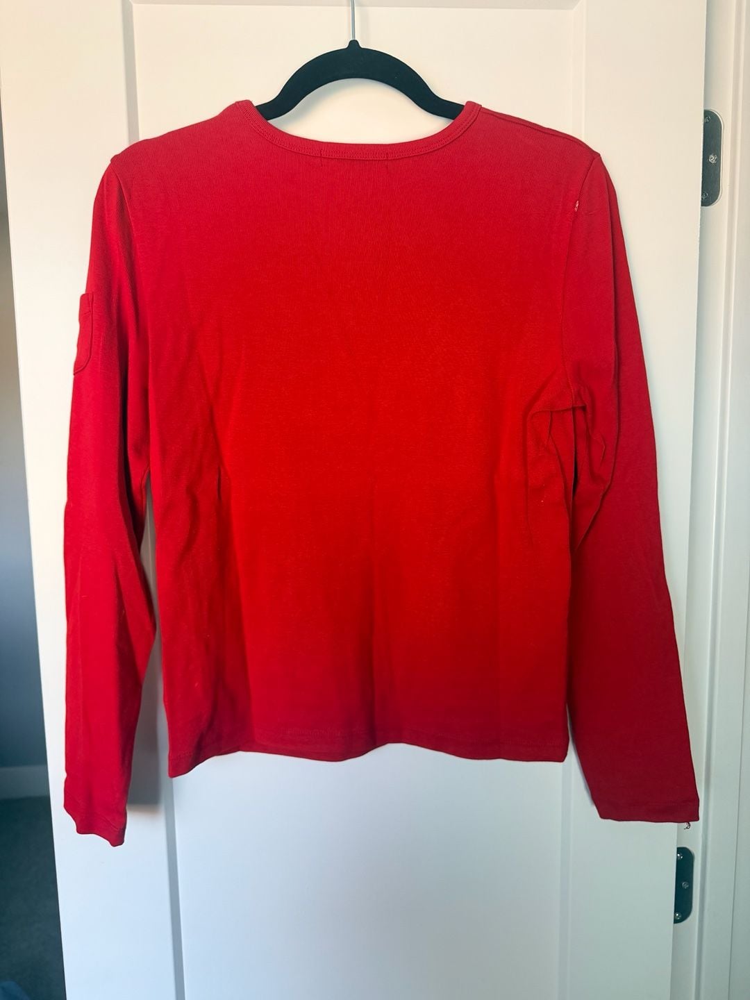 Lauren Ralph Lauren Long Sleeve Ribbed Tee Size M Red Cotton_169 5