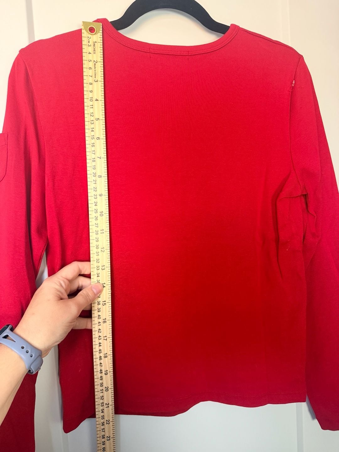 Lauren Ralph Lauren Long Sleeve Ribbed Tee Size M Red Cotton_169 6