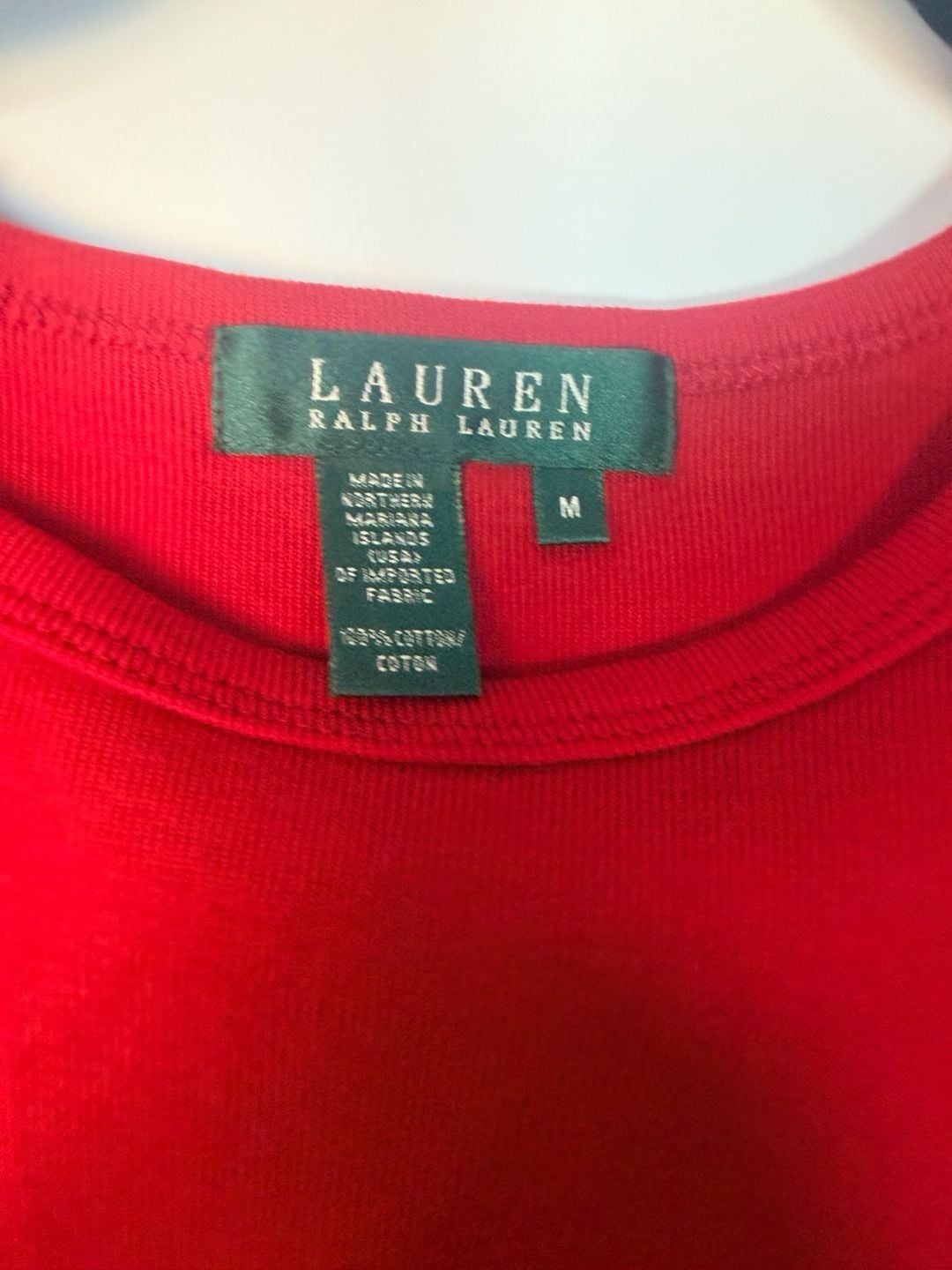 Lauren Ralph Lauren Long Sleeve Ribbed Tee Size M Red Cotton_169 3