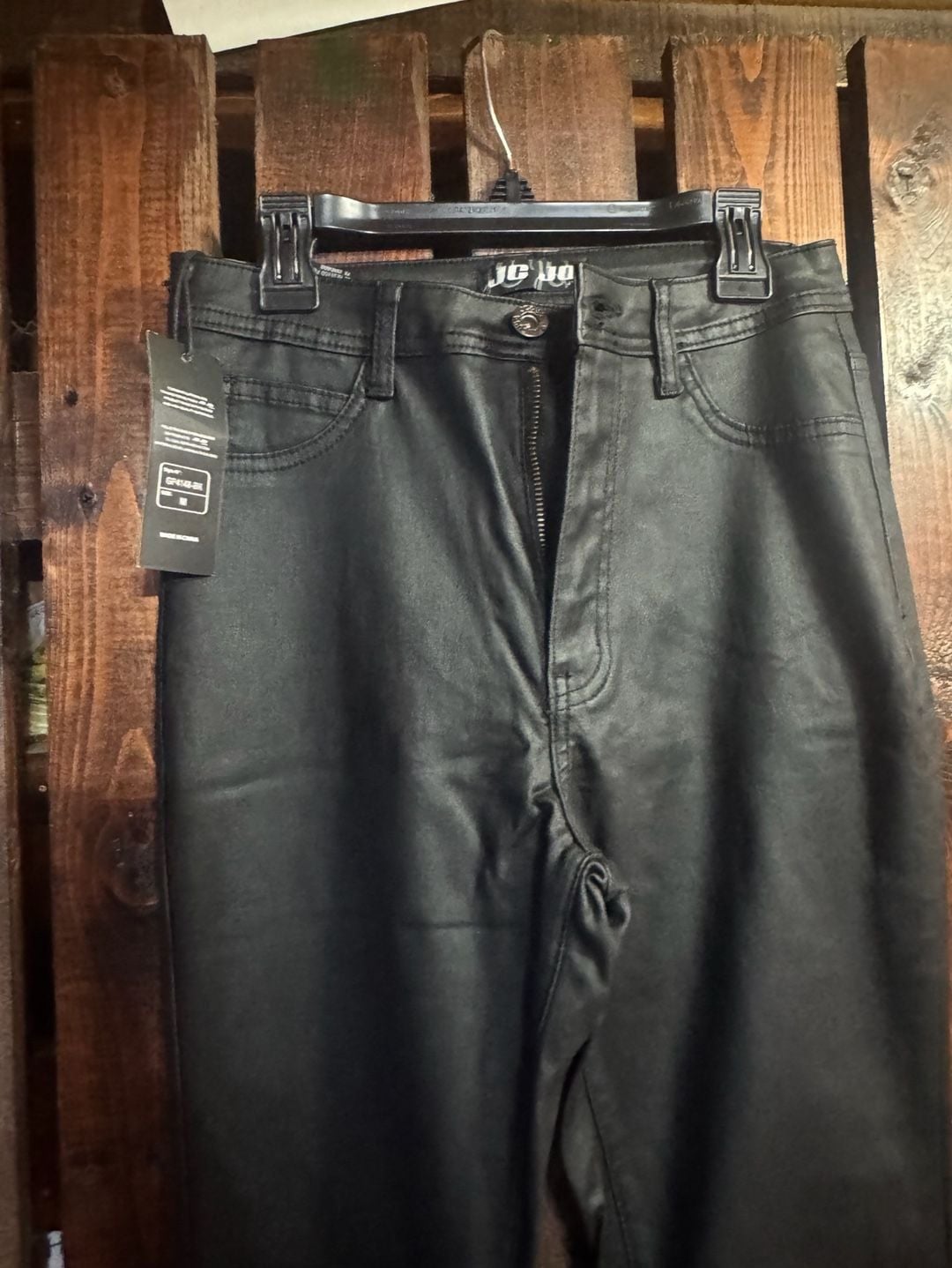 JC Deco Faux Leather Flare Pants Size M Black 3