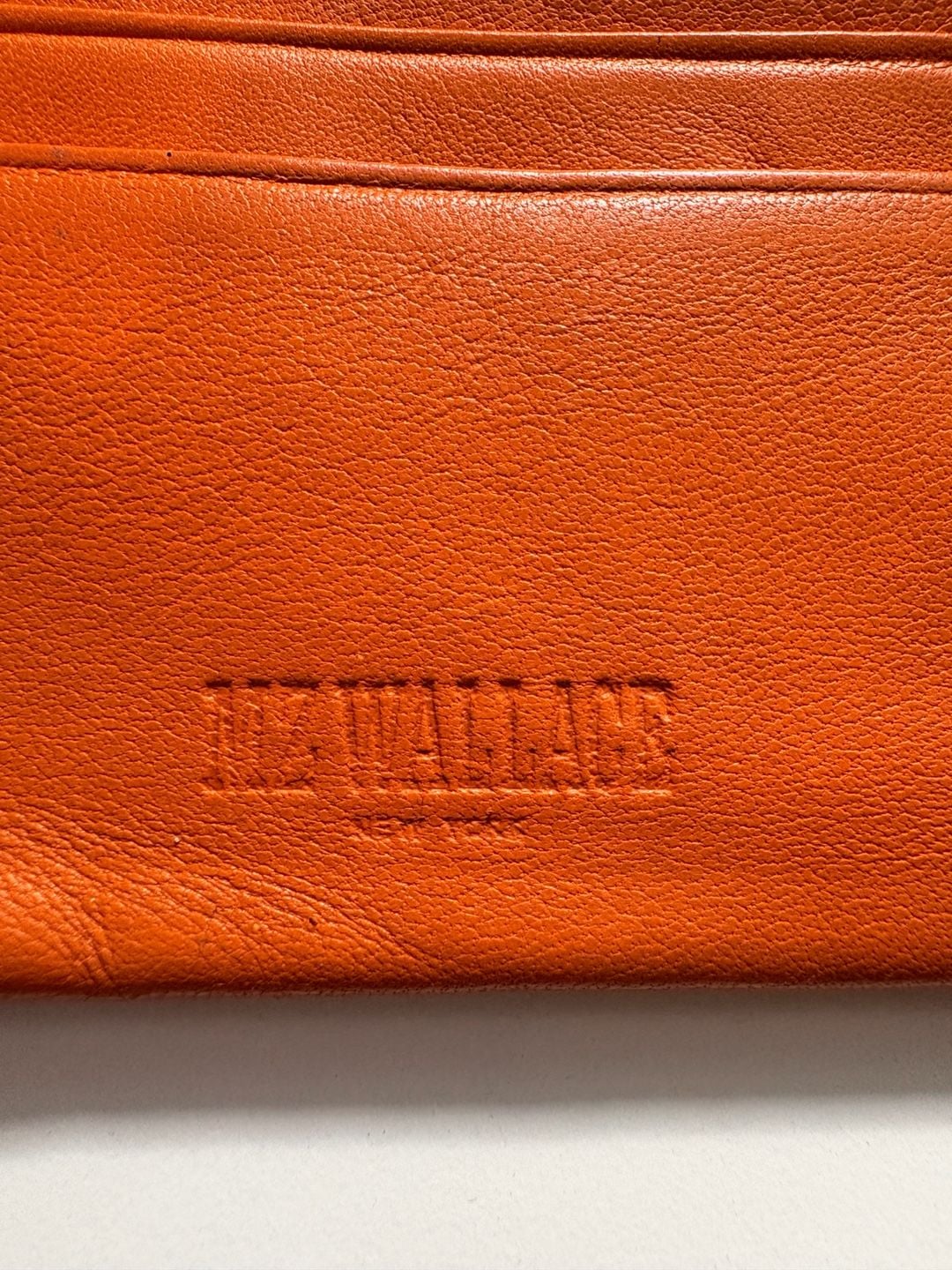 MZ Wallace Leather Continental Wallet Gray Orange Interior Good Condition 5
