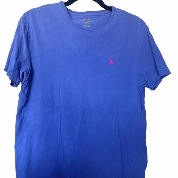 Polo Ralph Lauren Crewneck T-Shirt Size S/P Blue Pink Pony Logo_171