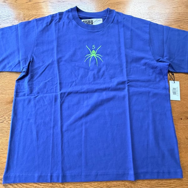 100% Authentic Sp5der Signature Tee Size M Blue Green Graphic T-Shirt
