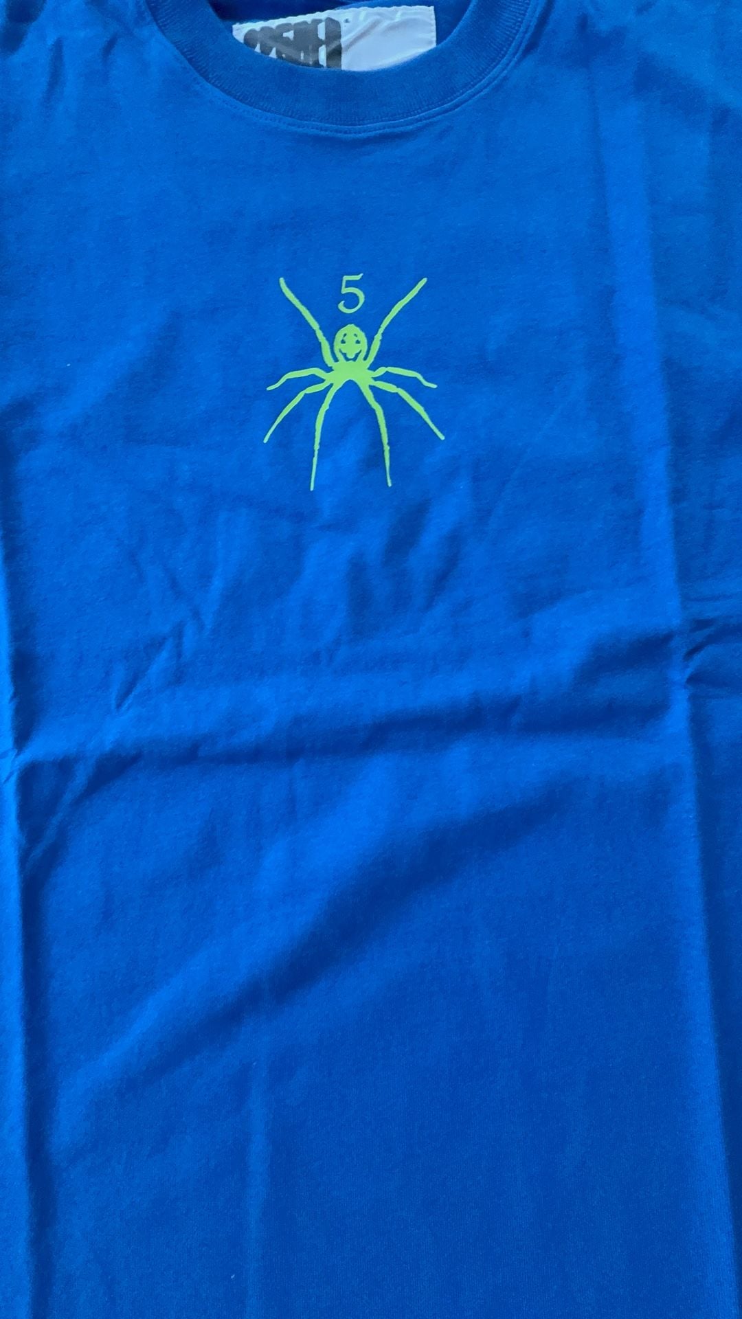 100% Authentic Sp5der Signature Tee Size M Blue Green Graphic T-Shirt 4