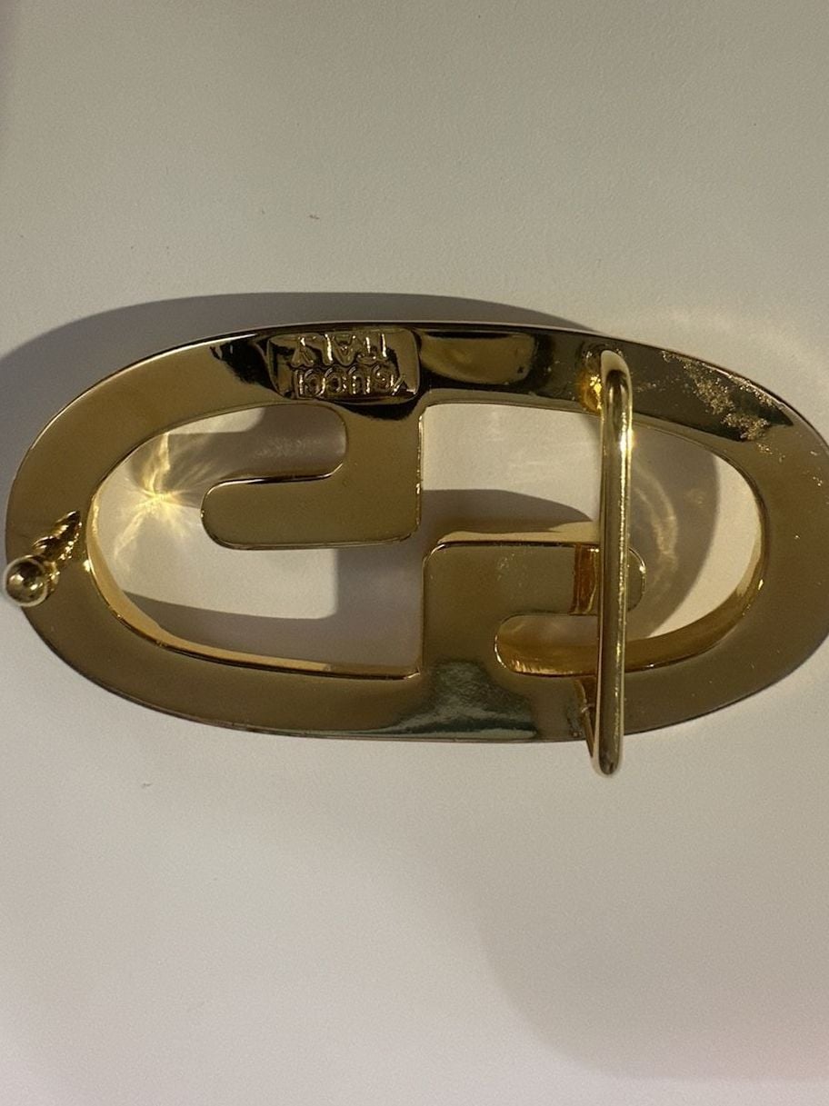 Authentic Gucci Vintage Black Leather Belt Gold G Buckle 6