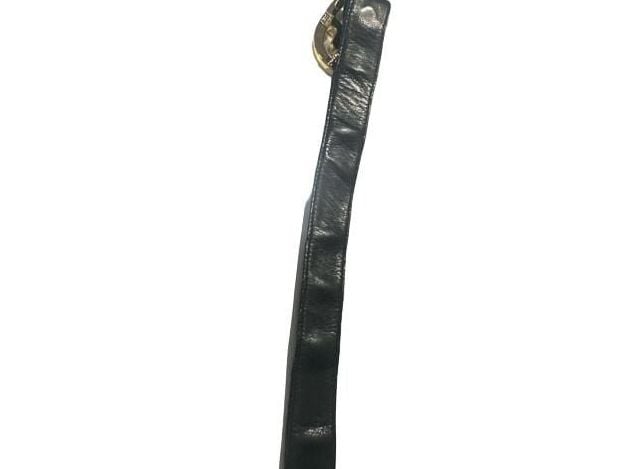 Authentic Gucci Vintage Black Leather Belt Gold G Buckle 7