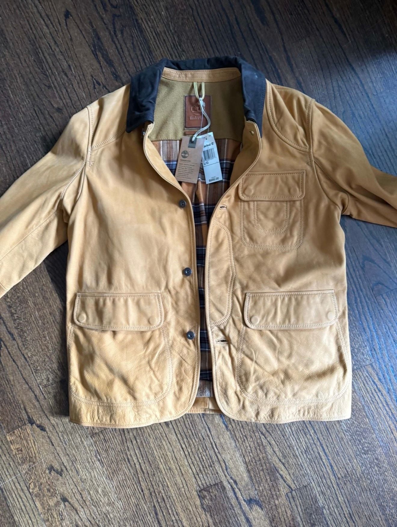 Timberland Leather Barn Jacket Size L/G Tan 2
