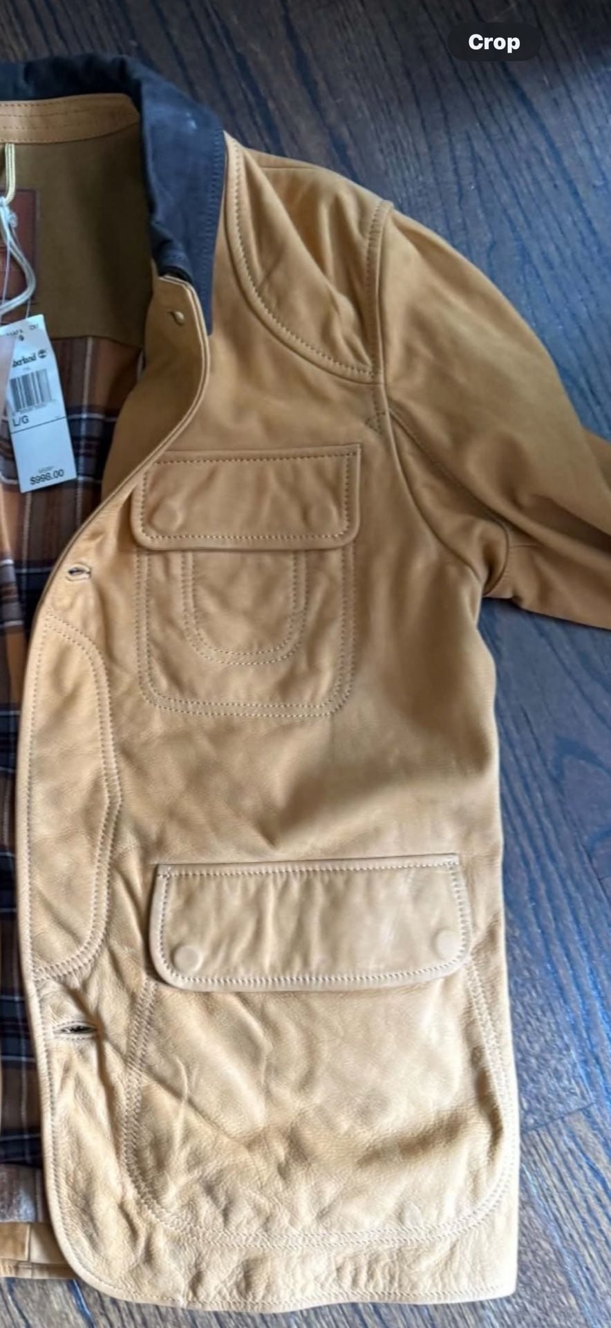 Timberland Leather Barn Jacket Size L/G Tan 4