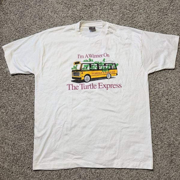Fruit of the Loom Vintage The Turtle Express T-Shirt XL White Single Stitch