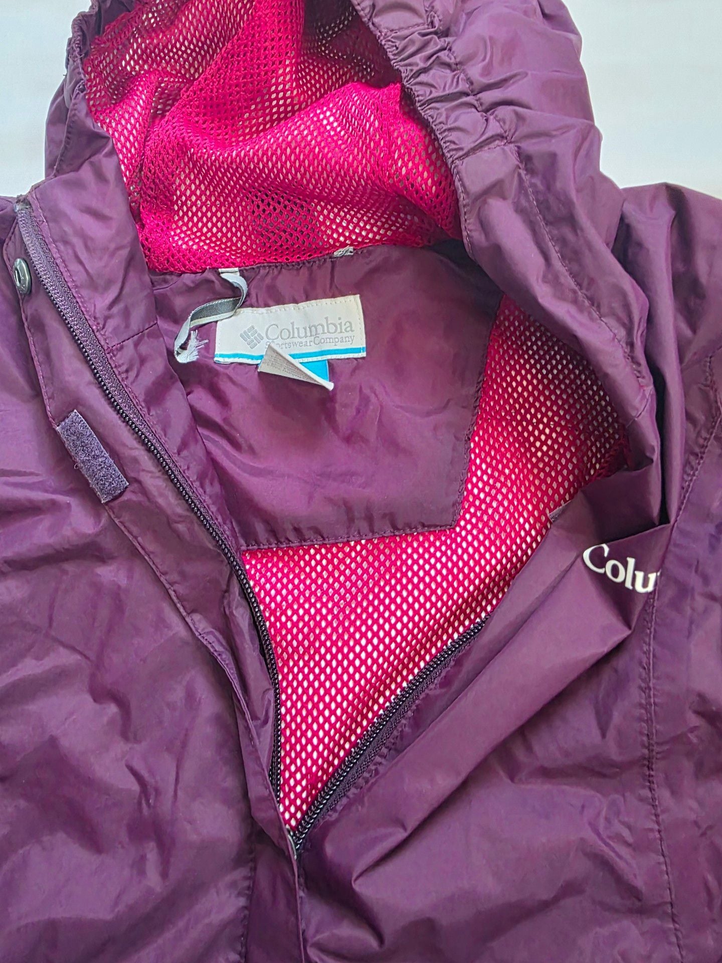 Columbia Omni-Tech Purple Hooded Rain Jacket youth 7/8 6
