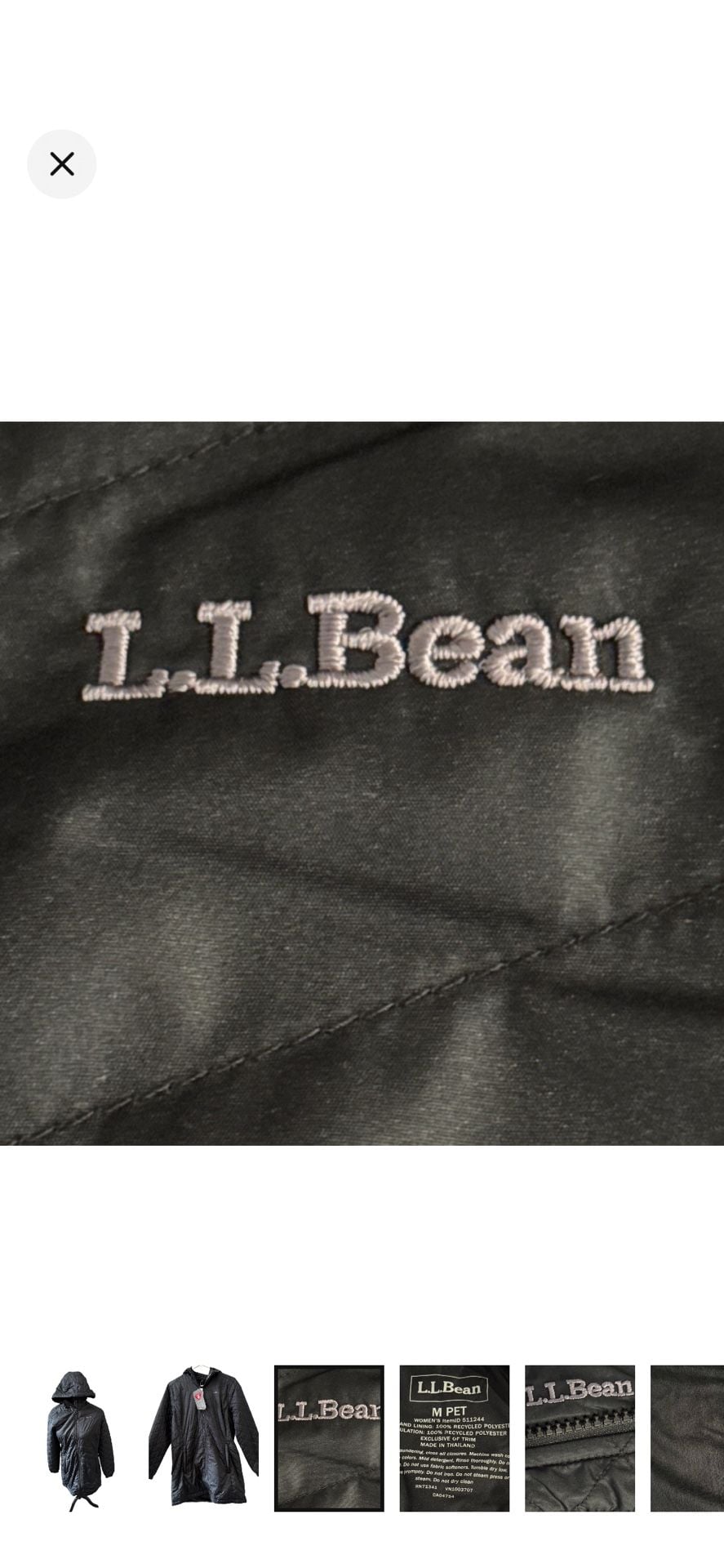 LL Bean Fleece-Lined Primaloft Coat Size M PET Black 4