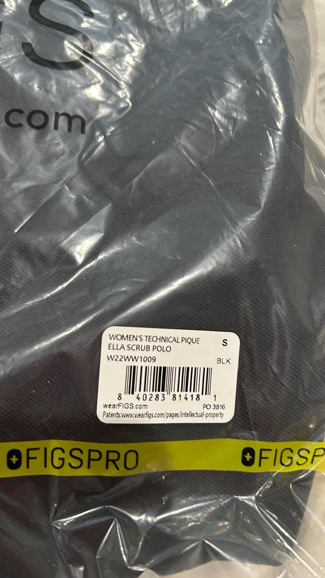 Figs Technical Pique Ella Scrub Polo Size Sm Black New 4