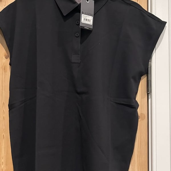 FIGS Ella Technical Pique Scrub Polo Size XL Black Short Sleeve