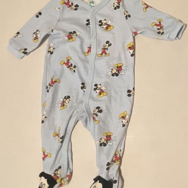 Disney Baby Mickey Mouse Footed Pajama Size 6/9M Blue