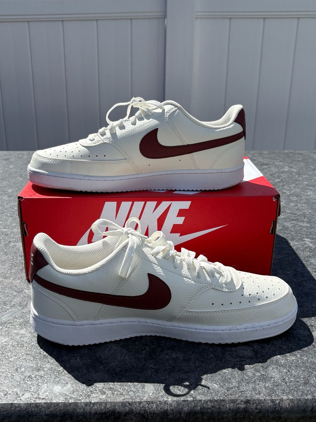 Nike Court Vision Low Pony White Burgundy Crush Sneakers (Excellent Condition) 6