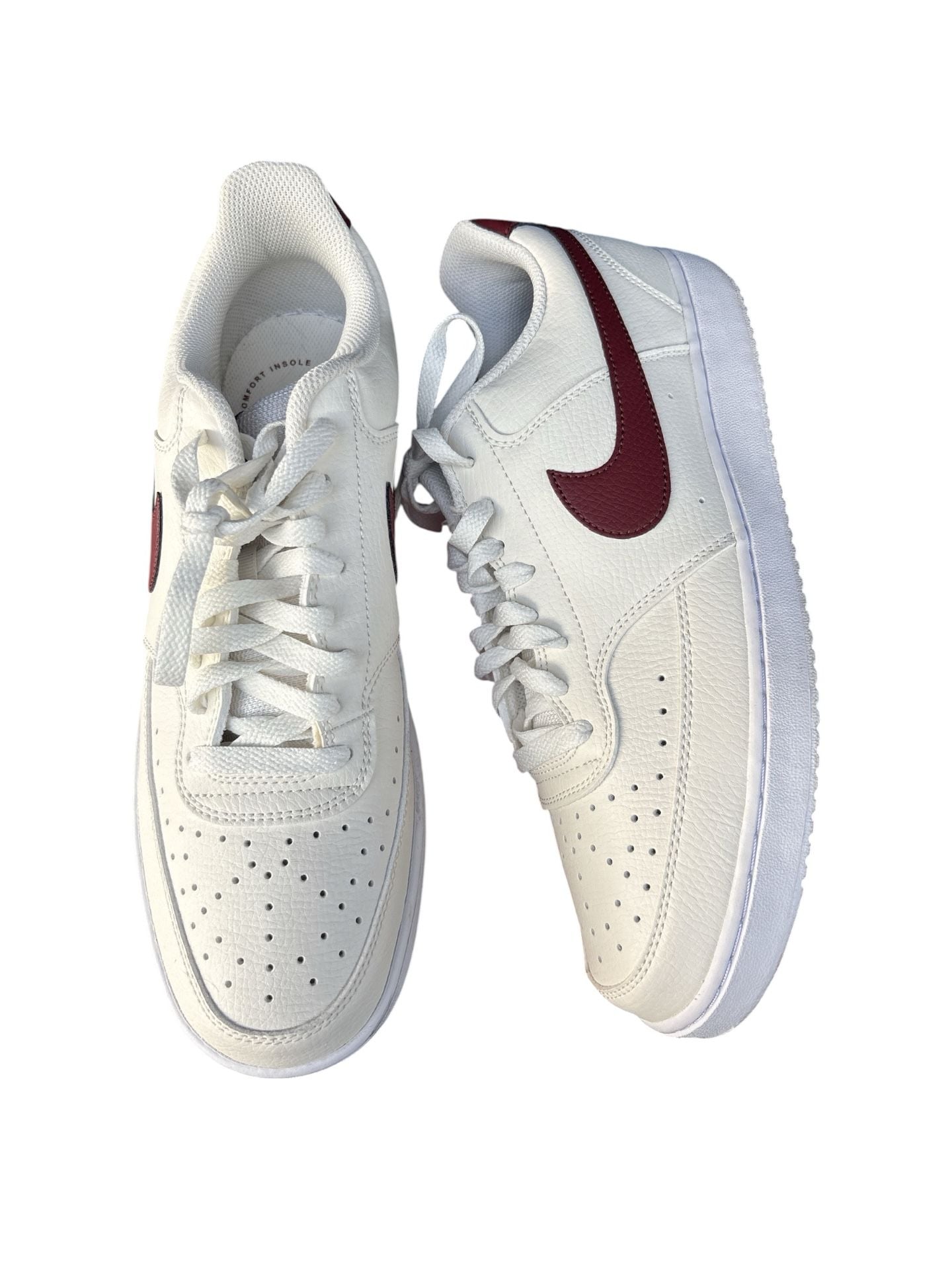 Nike Court Vision Low Pony White Burgundy Crush Sneakers (Excellent Condition) 7