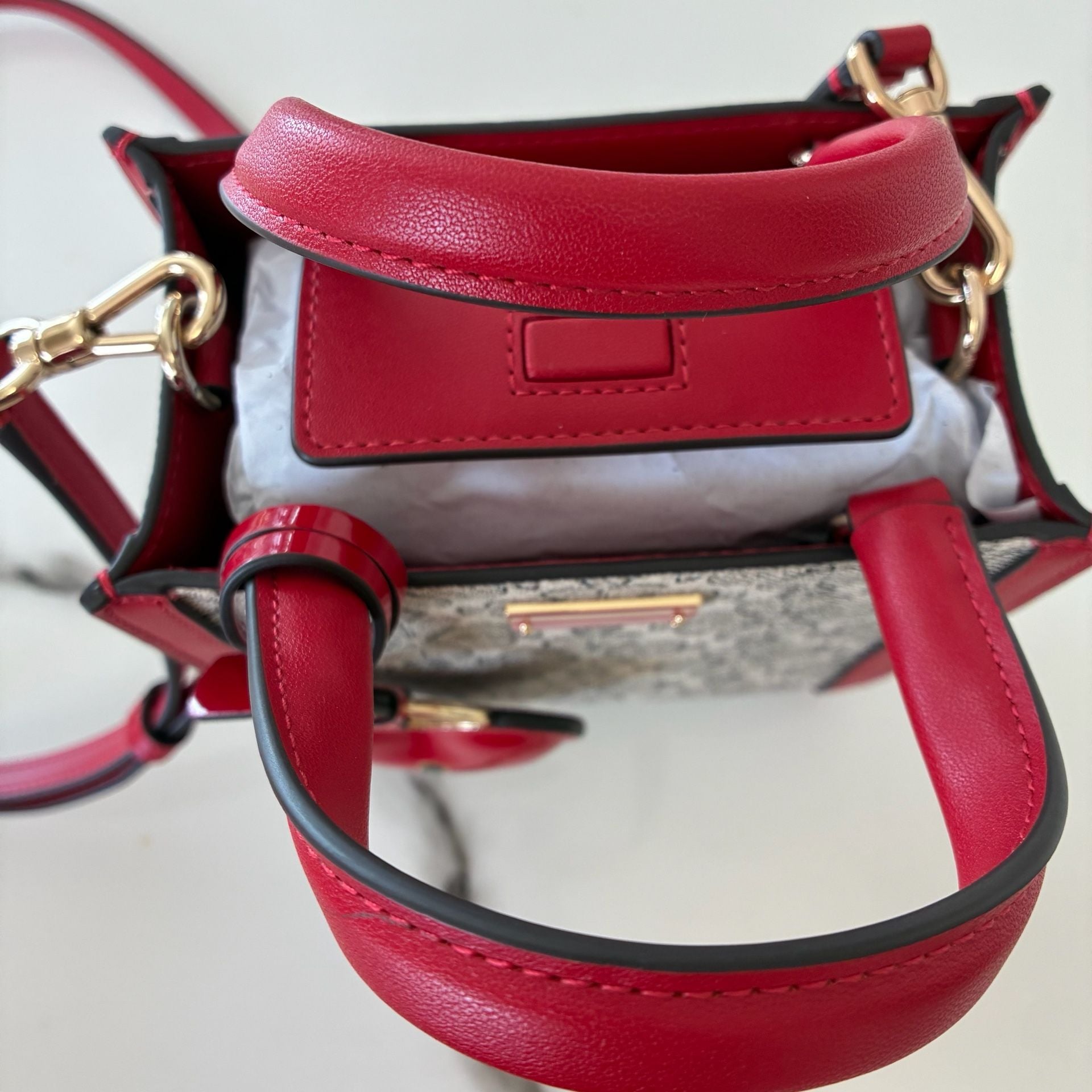 Kate Spade Manhattan Mini Heart Spade Flower Canvas Tote Bag Red New 8