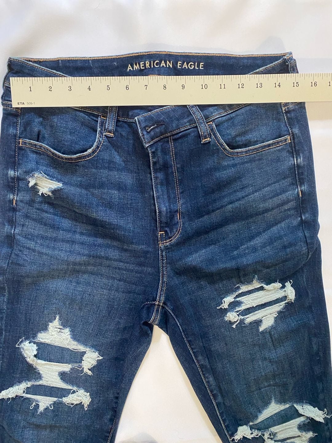 American Eagle Next Level Stretch Jeans Size 12 Distressed Skinny 4