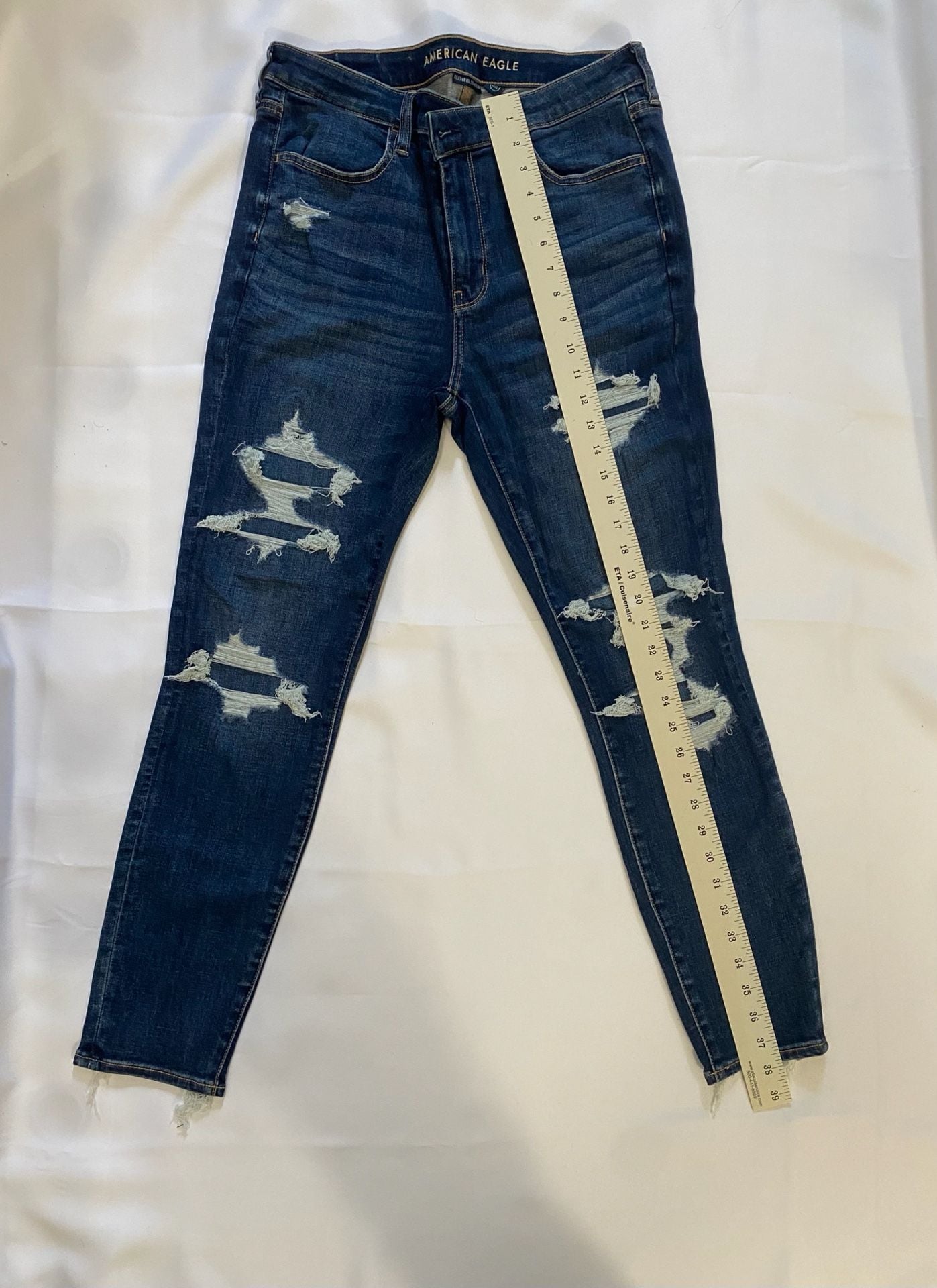 American Eagle Next Level Stretch Jeans Size 12 Distressed Skinny 5