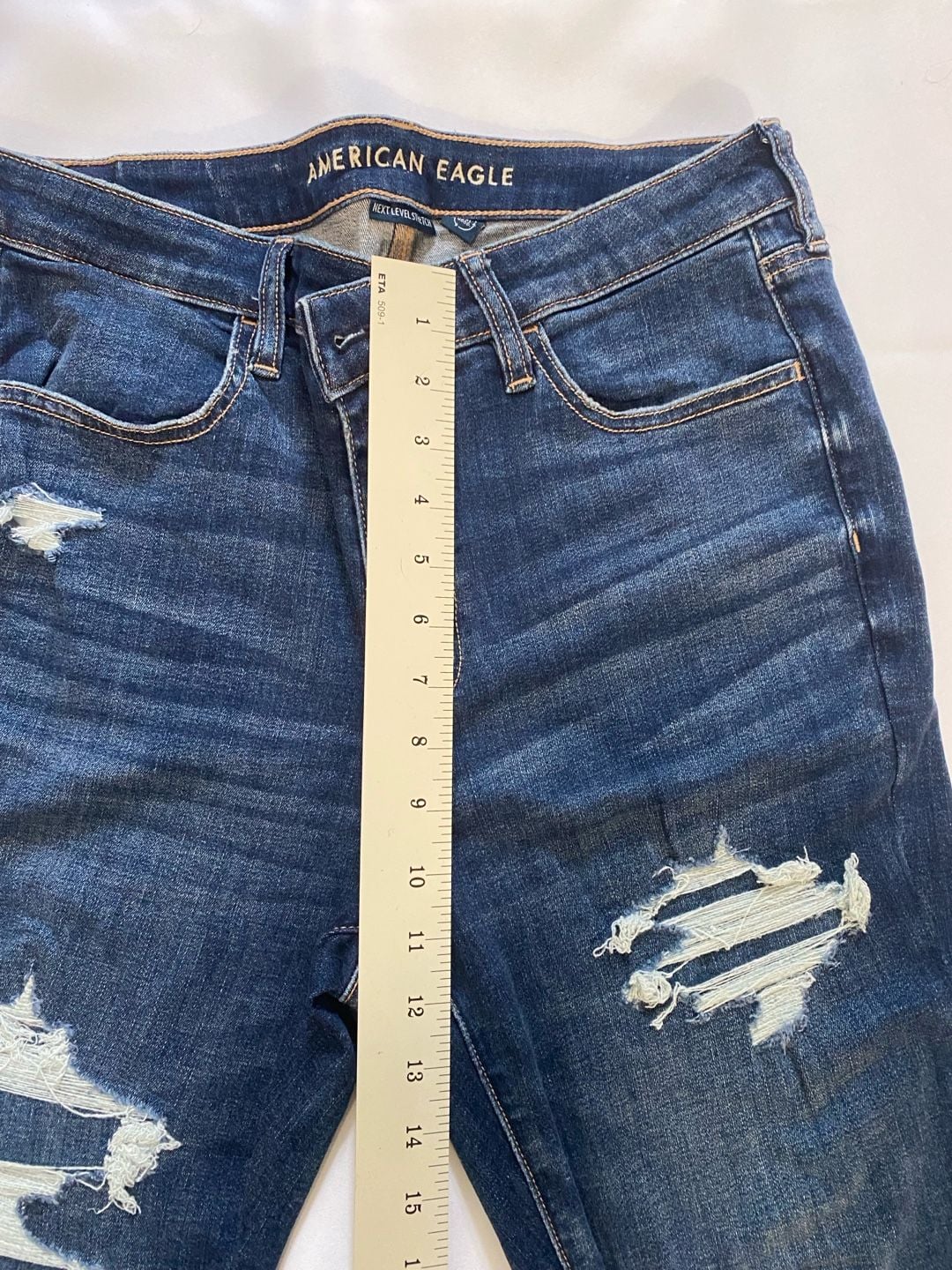 American Eagle Next Level Stretch Jeans Size 12 Distressed Skinny 6