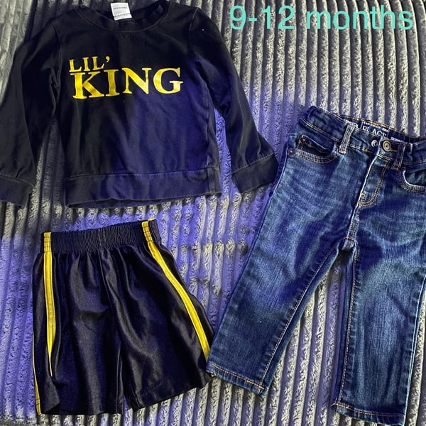 Baby Boy Lil King Outfit Set Size 9-12 Months