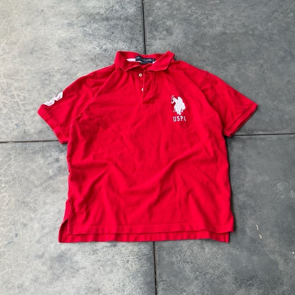 U.S. Polo Assn. Polo Shirt Size L Red Embroidered Logo Short Sleeve