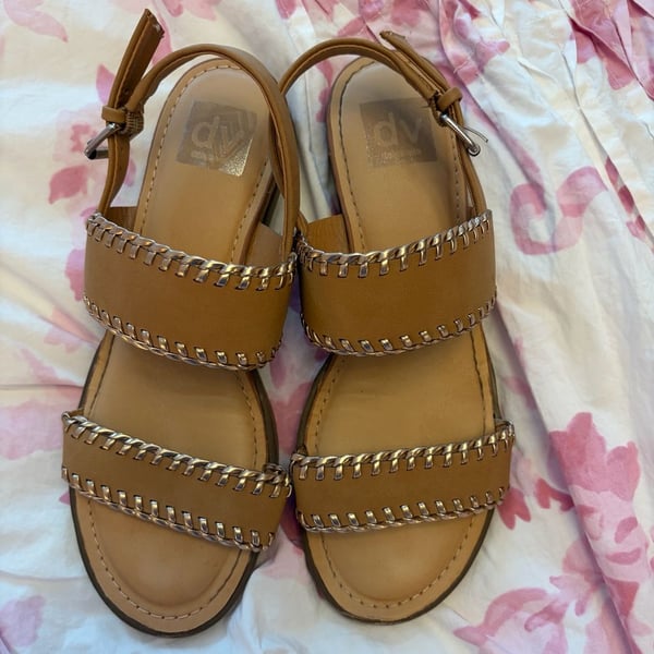 DV by Dolce Vita Flint Sandals Size 8 Tan Cognac Double Strap