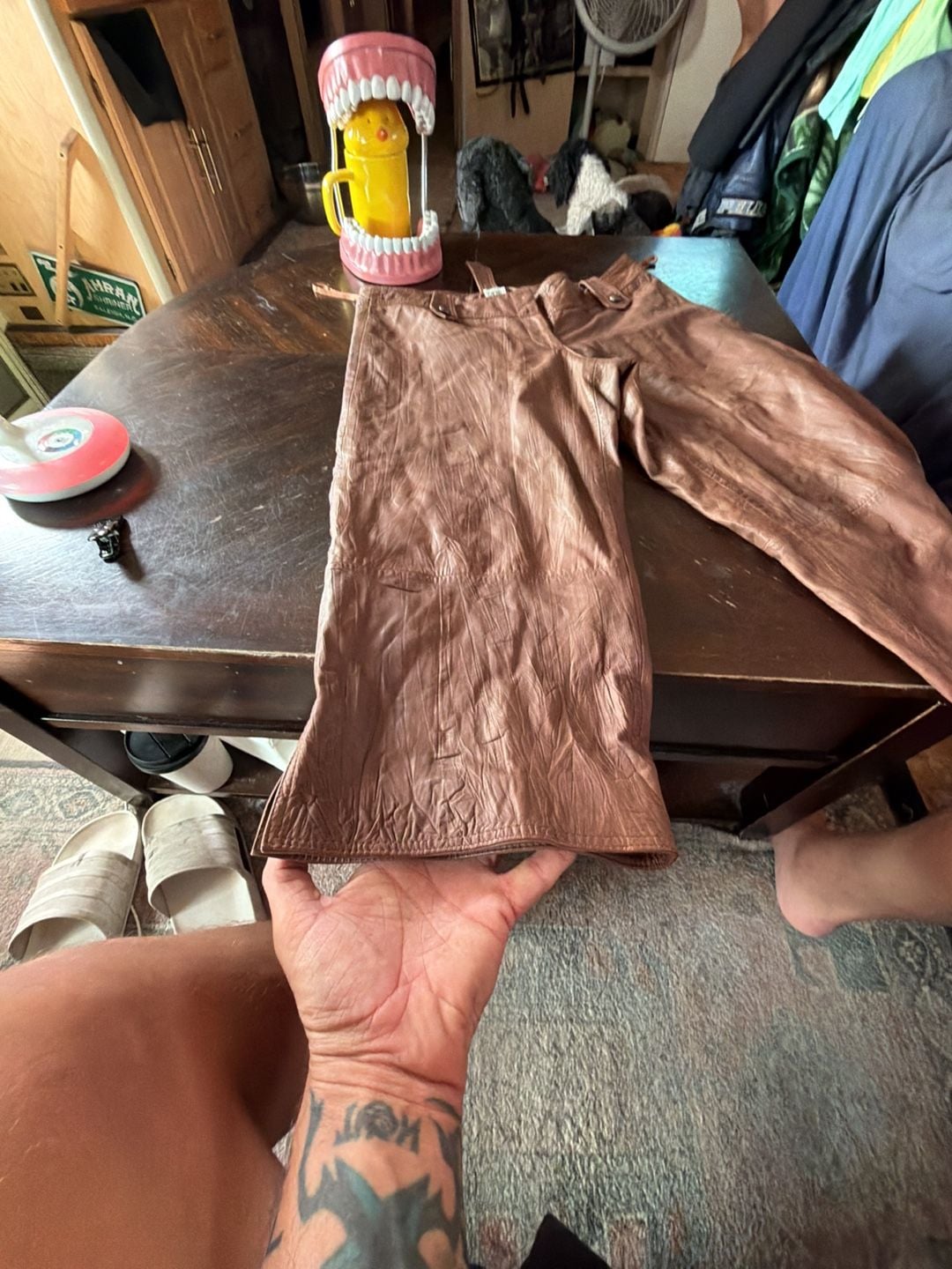 Cache Leather Pants Size 12 Brown Lambskin 3